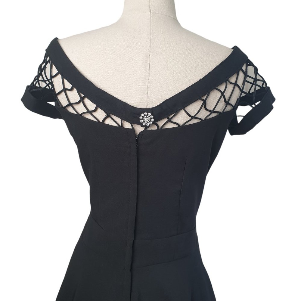 Tatyana | Size L | Black Designer Fit & Flare 50s Vintage Style Dress - Picture 10 of 13